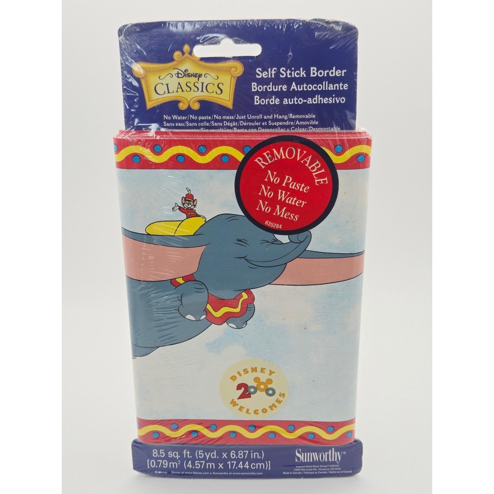 Vintage Disney Classics Dumbo Self Stick Wallpaper Border Sunworthy 5 Yards